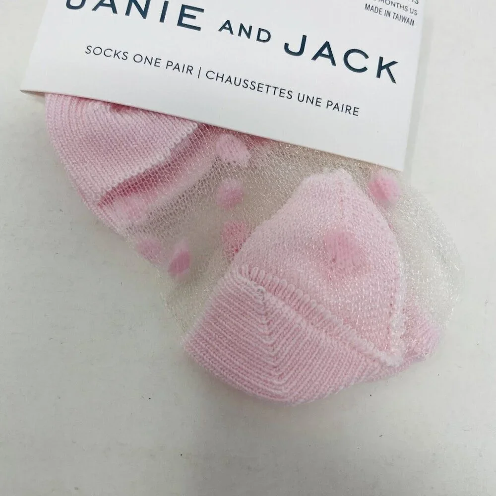 Janie and Jack‎ Baby Girls 3-6 Months Sheer Polka Dot Ankle Socks in Light Pink
